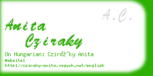 anita cziraky business card